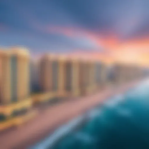 Panoramic view of Jumeirah Beach Residence showcasing its stunning architecture and beachfront.
