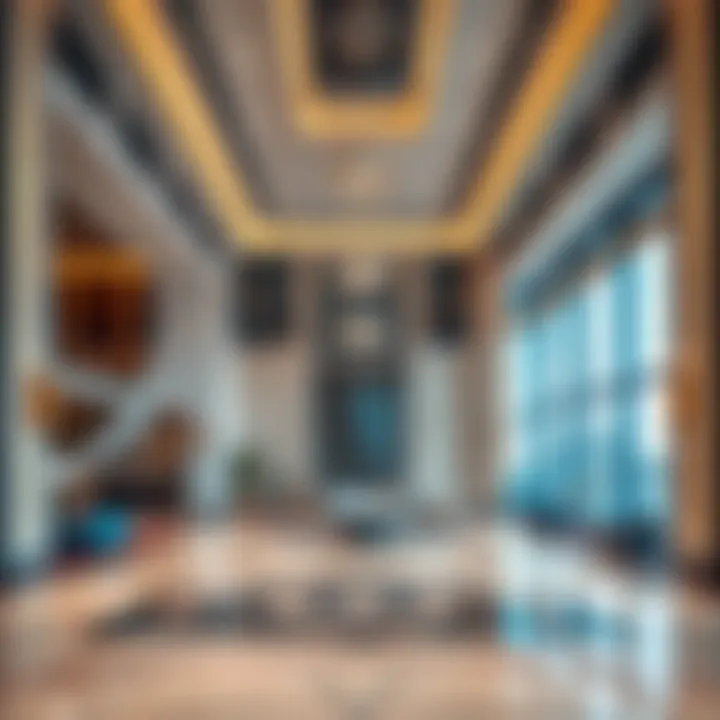 Elegant Lobby of Lulu Express Olive Tower Luxurious lobby interior highlighting contemporary design and elegance