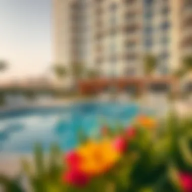 Relaxing Pool Area at Lulu Express Olive Tower Community amenities including a serene pool area surrounded by landscaping