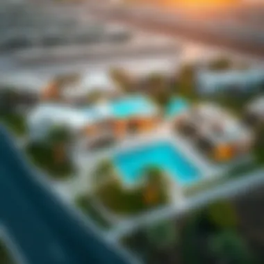 Exclusive Villa Community in Dubai Aerial view of exclusive villa community in Dubai with stunning architecture
