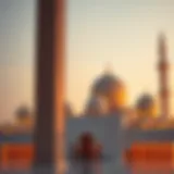 Stunning view of the Sheikh Zayed Grand Mosque at sunset
