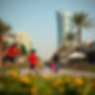 Families enjoying recreational activities in a park