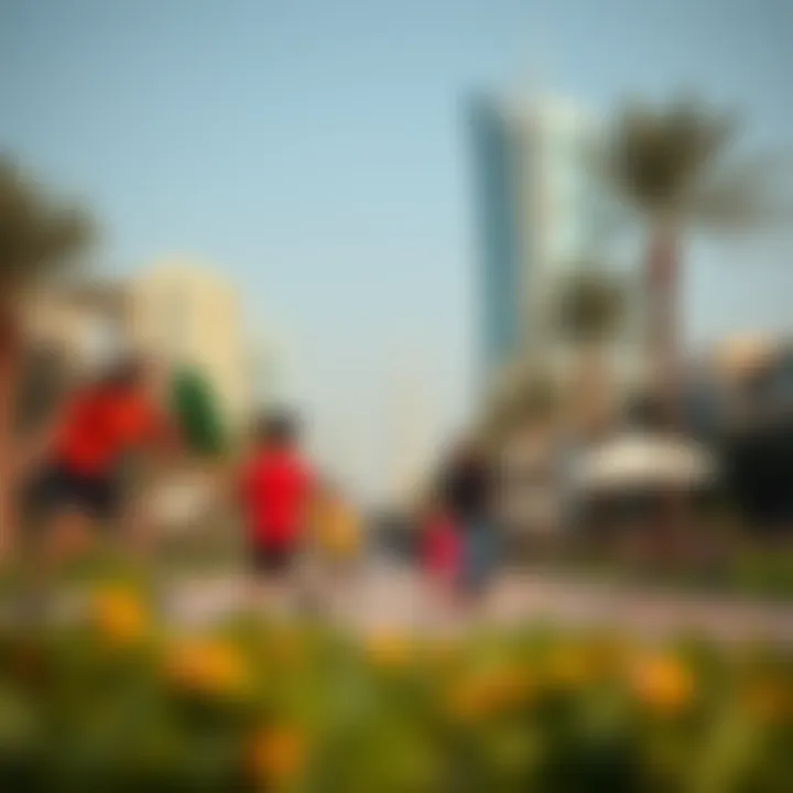 Families enjoying recreational activities in a park