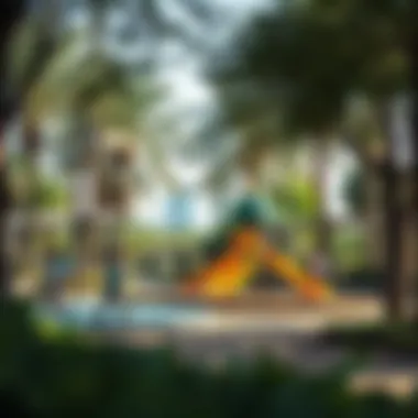 Children playing in a playground surrounded by nature