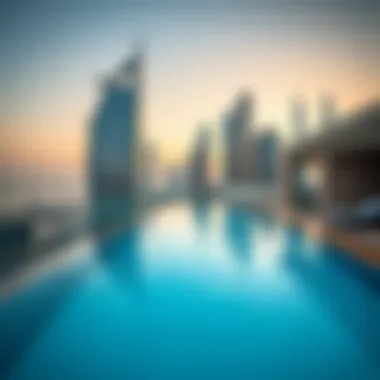 Luxurious private pool overlooking the Dubai skyline