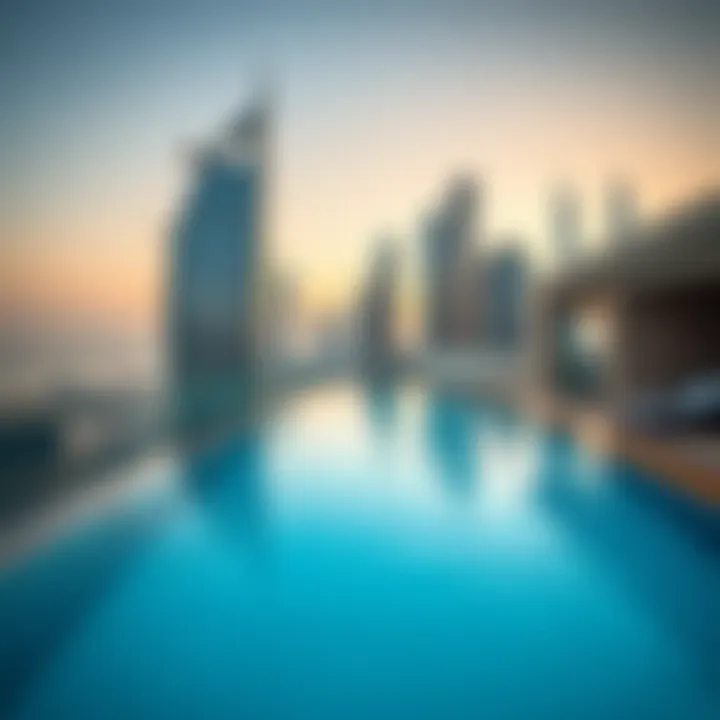 Luxurious private pool overlooking the Dubai skyline