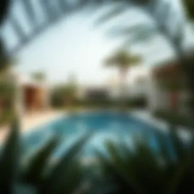 Serene Pool Area Surrounded by Lush Landscaping Serene private pool area with lush landscaping
