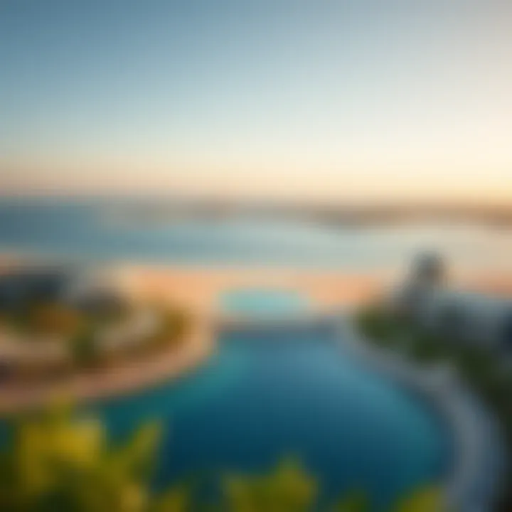 A panoramic view of Marjan Island showcasing its stunning beaches and luxury resorts