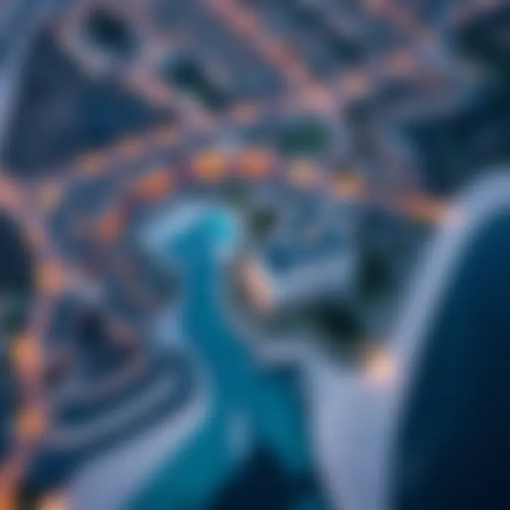 An aerial shot of Rivana highlighting its geographical features and layout.