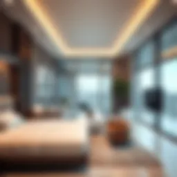 Overview of a stylish room rental in Dubai showcasing modern design.