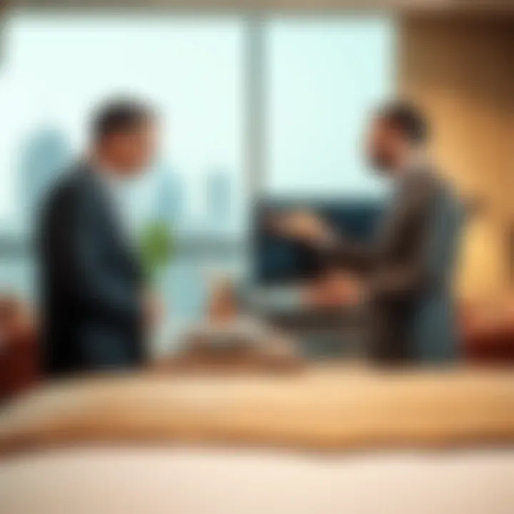 Negotiation in Room Rentals Two individuals engaged in a negotiation for a room rental in Dubai.