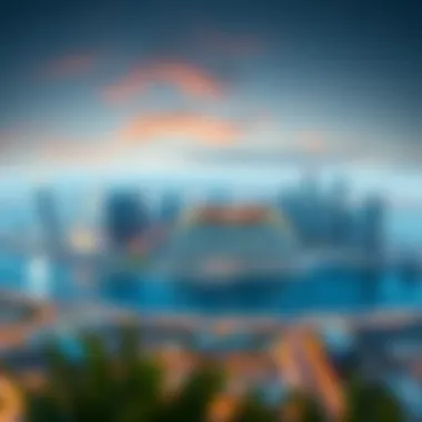 Dubai Skyline Featuring SLS Hotel Panoramic view of Dubai skyline featuring SLS Hotel as a centerpiece
