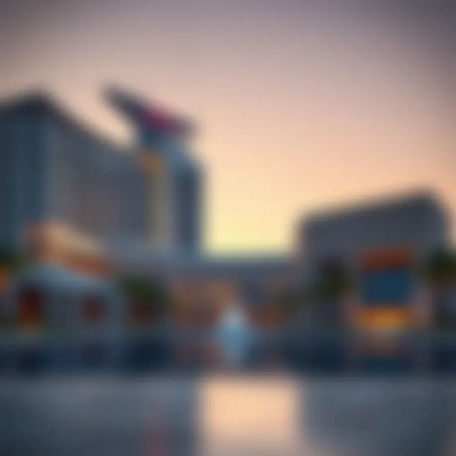 Spectacular view of the SLS Hotel Dubai's architecture at sunset