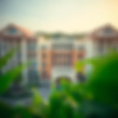 Aerial view of Sobha Hartland Greens Building Three showcasing architectural design