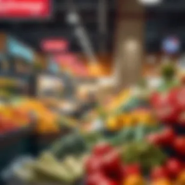 Vibrant produce section filled with fresh fruits and vegetables