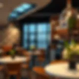 Scenic coffee shop interior with modern decor