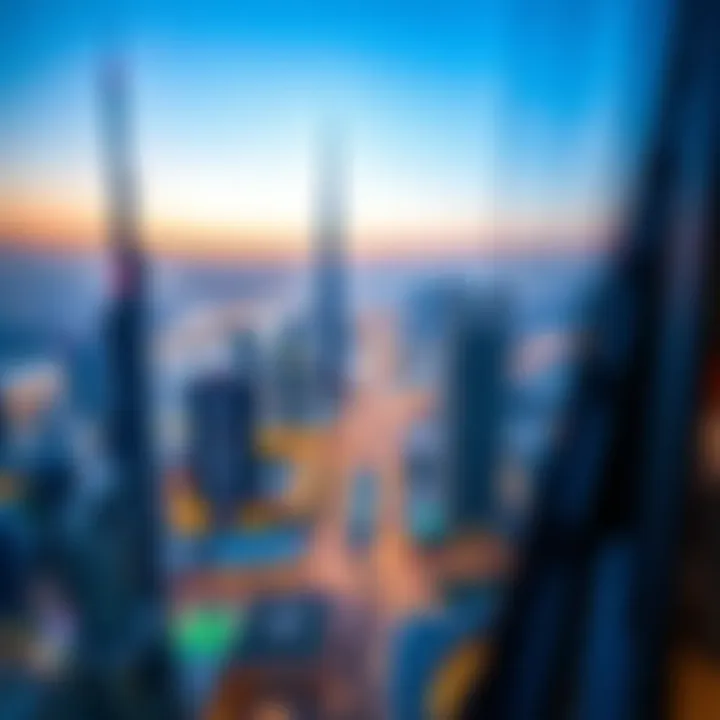 Captivating Skyline View from Crystal Blue Building Skyline view from the Crystal Blue Building capturing the essence of Dubai