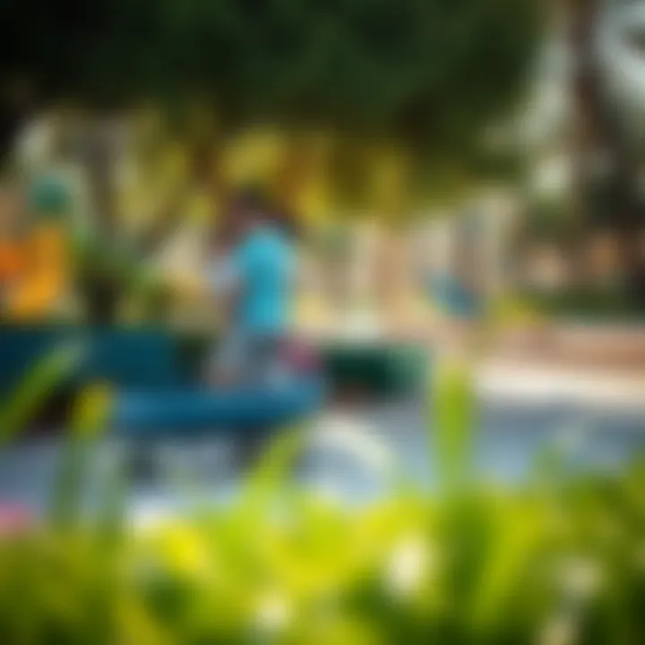 A family enjoying leisure time at Creek Park, surrounded by beautiful landscapes and playgrounds