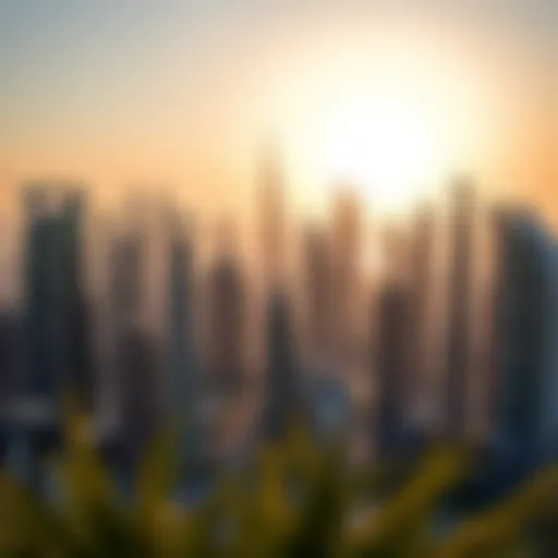 Dubai's Luxurious Skyline A stunning skyline of Dubai showcasing luxury real estate developments