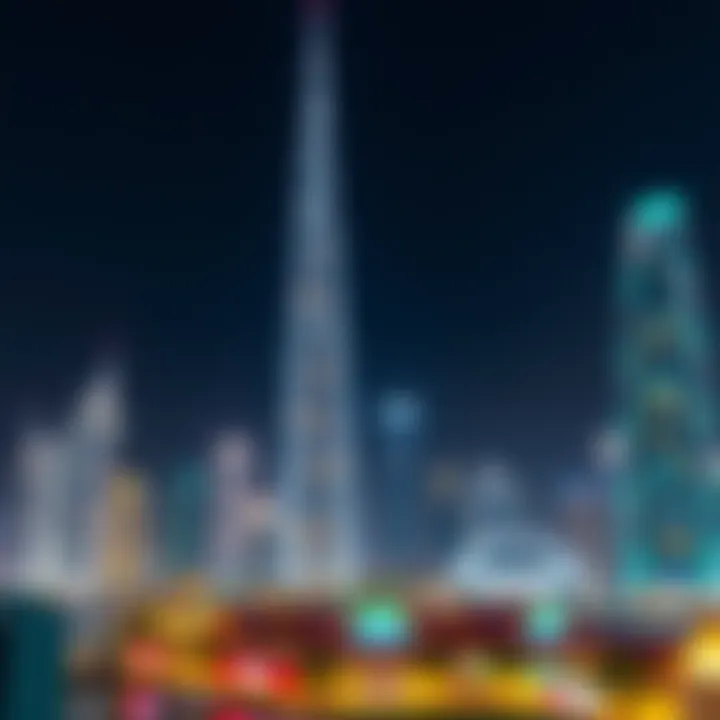 Illuminated Pearl Tower Against Dubai's Skyline Nighttime view of the Pearl Tower illuminated against Dubai's skyline.