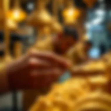 Traditional Gold Craftsmanship in Focus A close-up of traditional gold craftsmanship in Dubai.