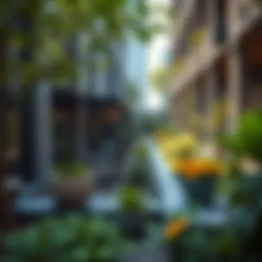 A serene urban garden offering a peaceful retreat amidst the bustling city