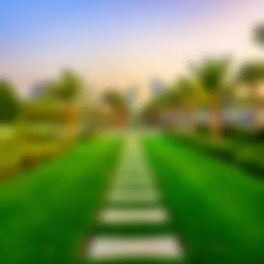 The beautifully landscaped pathways of Warqa Park