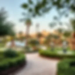 A serene view of Warqa Park showcasing its lush greenery