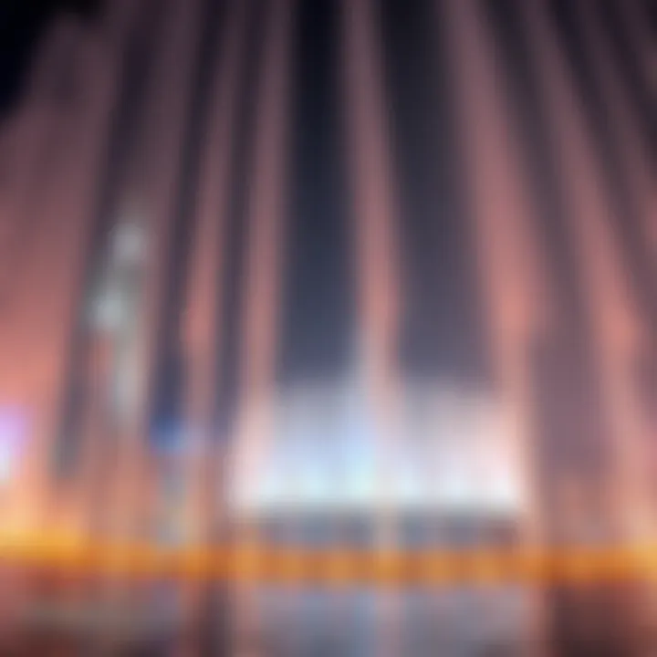 Dubai Fountain in Full Splendor A breathtaking view of the Dubai Fountain dancing in sync with lights.