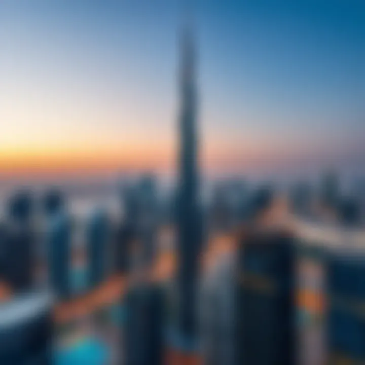 Aerial view of Jone Tower in the Dubai skyline