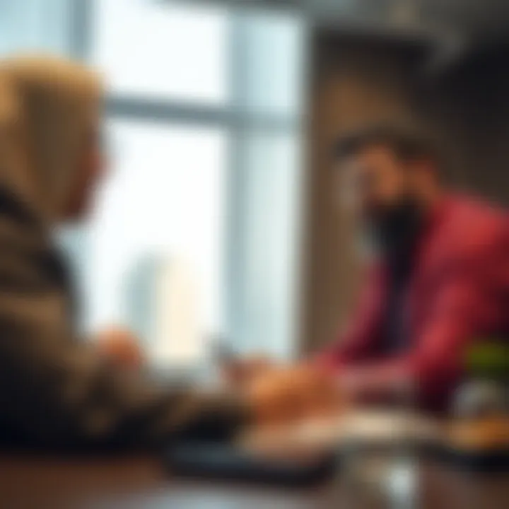 Landlord and tenant discussing contract terms