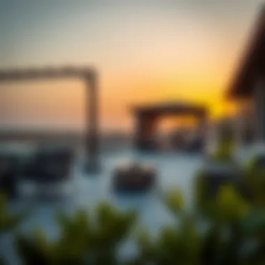Chalet Terrace Overlooking a Beautiful Sunset Outdoor terrace of a chalet with sunset view