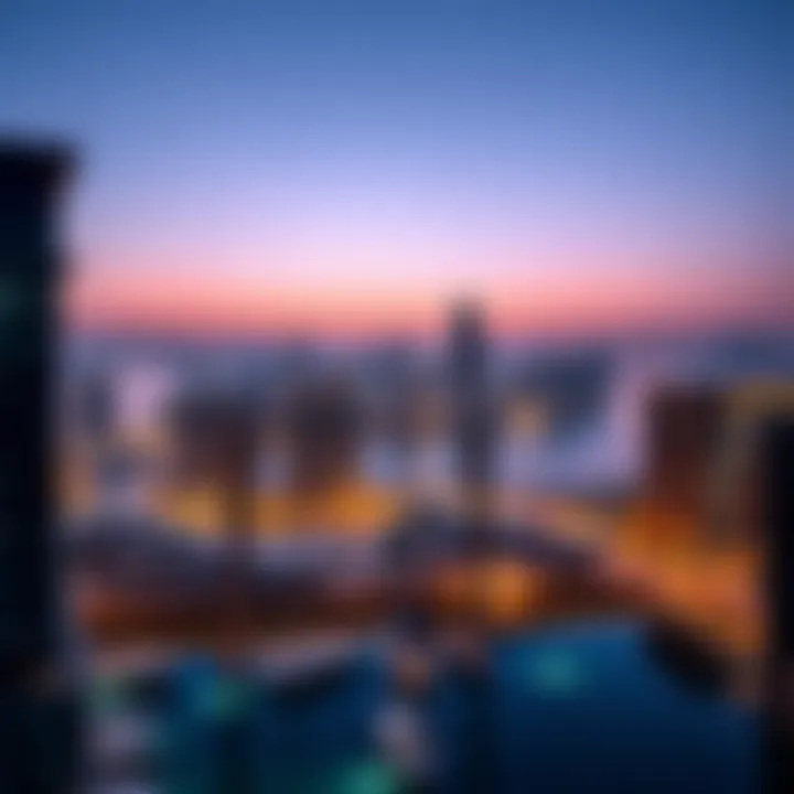 Panoramic view of Dubai Marina skyline