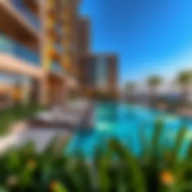 Elegant outdoor pool area at Marina Suites