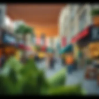 Commercial Hub of Maryam Island Vibrant commercial area with shops and cafes on Maryam Island