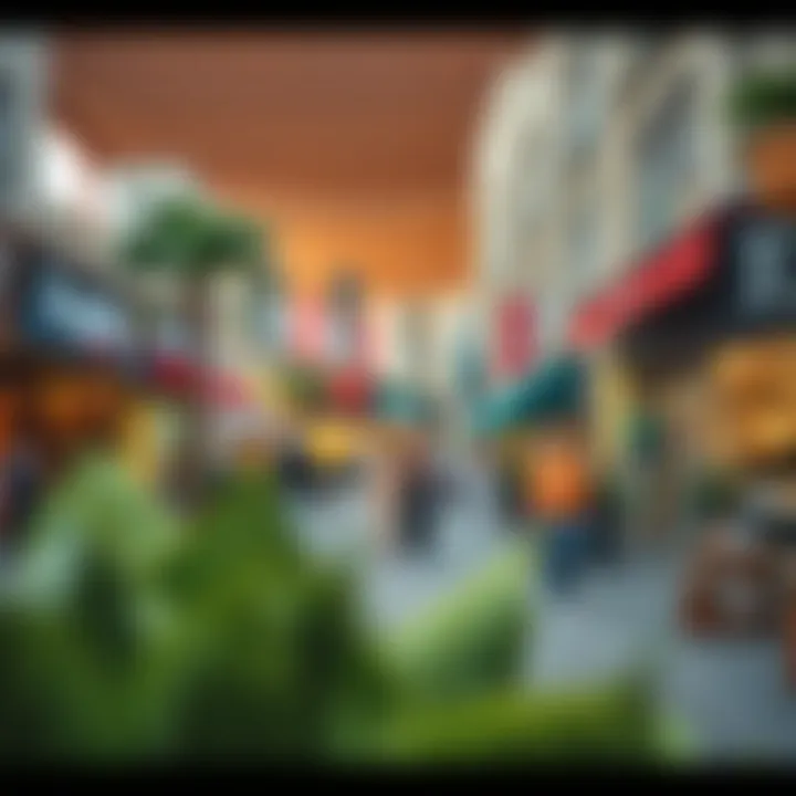 Commercial Hub of Maryam Island Vibrant commercial area with shops and cafes on Maryam Island