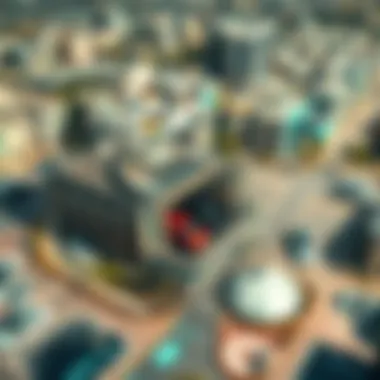 Aerial view of Dubai showcasing various parking facilities