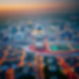 Aerial view of International City showcasing its unique layout and vibrant community