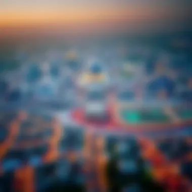 Aerial view of International City showcasing its unique layout and vibrant community