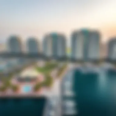 Aerial shot showcasing Marina Gate's prime location in Dubai