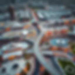 Aerial view of Silicon Oasis showcasing metro connectivity