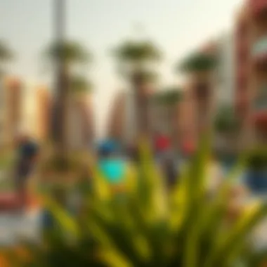 Vibrant Community Life in Dubai South Community vibe in Dubai South with people enjoying outdoor activities
