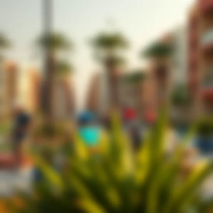 Vibrant Community Life in Dubai South Community vibe in Dubai South with people enjoying outdoor activities