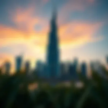 Dubai Skyline Featuring Ocean Tower The stunning skyline of Dubai featuring Ocean Tower at sunset.