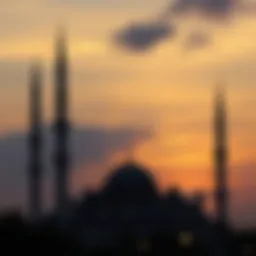 Silhouette of a mosque during sunset