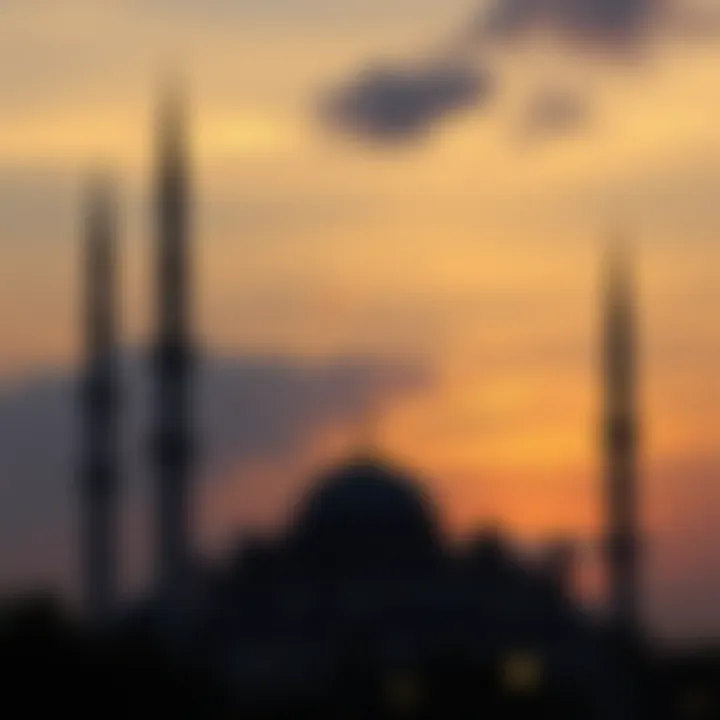 Silhouette of a mosque during sunset