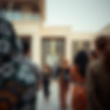 A diverse group of potential buyers exploring a property.