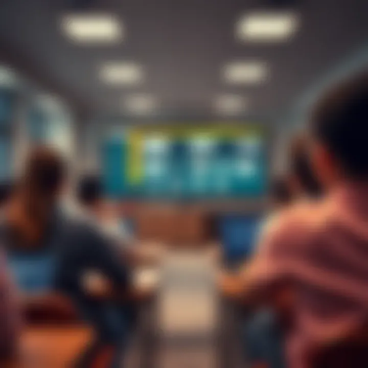 Engaging classroom environment with interactive language learning tools.