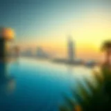 Luxurious private pool overlooking the Dubai skyline