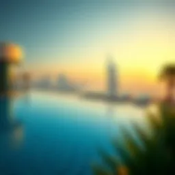 Luxurious private pool overlooking the Dubai skyline